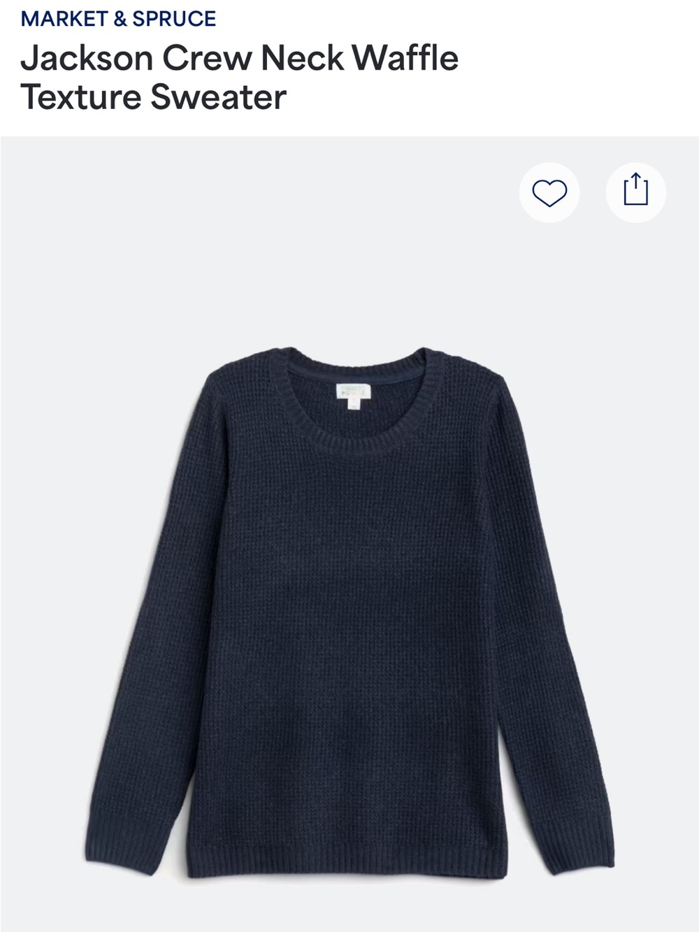 Market & Spruce Navy Crew Neck Waffle Knit Sweater